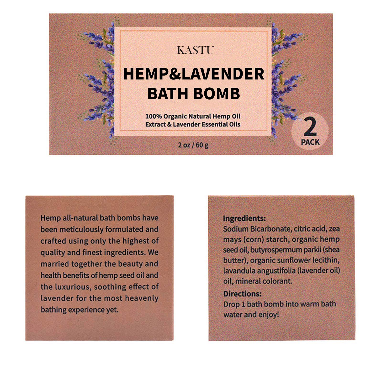 kastu Bath Bombs,2 Pack Fizzy Spa Gift Natural Hemp Oil Extract and Lavender Essential Oils Bath for Moisturizing Dry Skin,Relaxing,Bubble Bath for Gifts Idea for Men Women - Image 5
