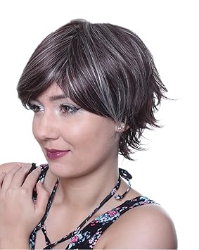 Prettyland C135 Short Hair Brunette Wig Dark Red Brown White