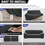 Deconovo Dark Grey 2 Seater Sofa Slipcover Furniture Protector view 6