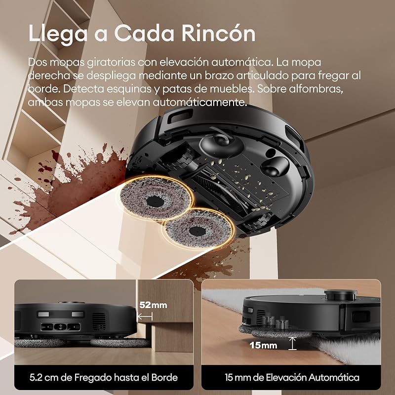 MX50 AI Robô Aspirador & Esfregão & Estação All-in-One | Autolimpeza com água quente 65°C & Secagem 45°C | Esfregão extensível & Elevação automática | 20000 Pa Auto-Esvaziante 90 Dias