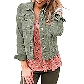 LookbookStore Women's Basic Long Sleeves Button Down Fitted Denim Jean Jackets