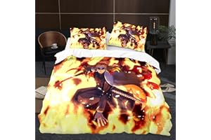HVEEUL Anime 3D Demon Slayer: Duvet Cover 2 Piece Bedding Set,Teen Comforter Cover Set Super Soft Duvet Cover with Pillowcase(Style 22 Twin: 68"x86"