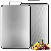 Double-Sided Stainless Steel Cutting Board for Kitchen, 16''×11'' Scratch-Resistant Cutting Board for Meat, Vegetables & Frui