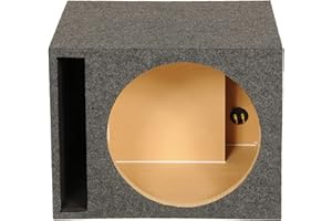 Q Power 15 Inch Heavy-Duty Single Vented Carpet Covered Durable Car Audio Vehicle Subwoofer Enclosure Woofer Box, Charcoal Gray