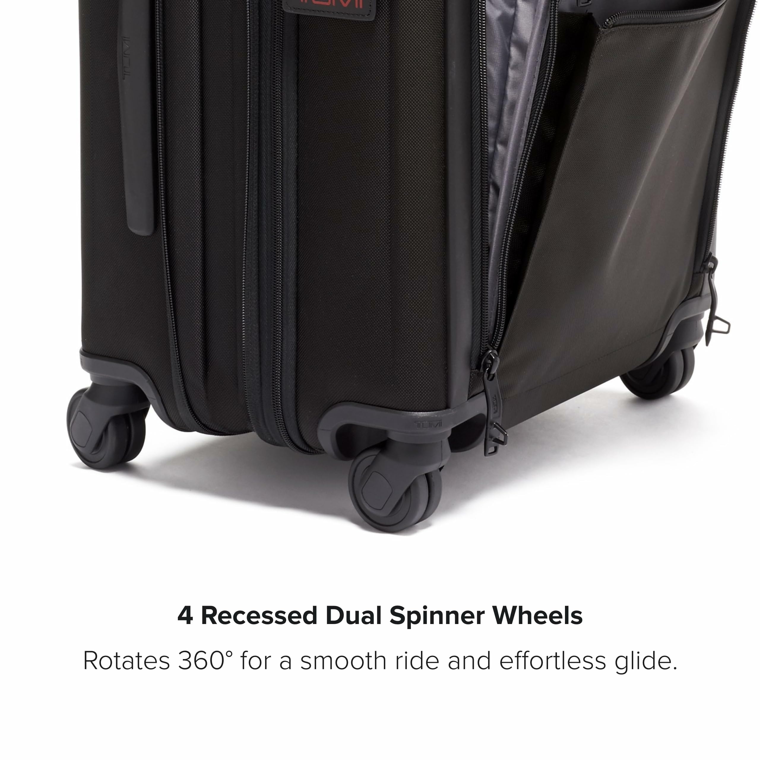 TUMI Alpha Continental Expandable 4-Wheeled Carry-On Luggage - Compact Travel Suitcase - TSA Lock Tracer - Black