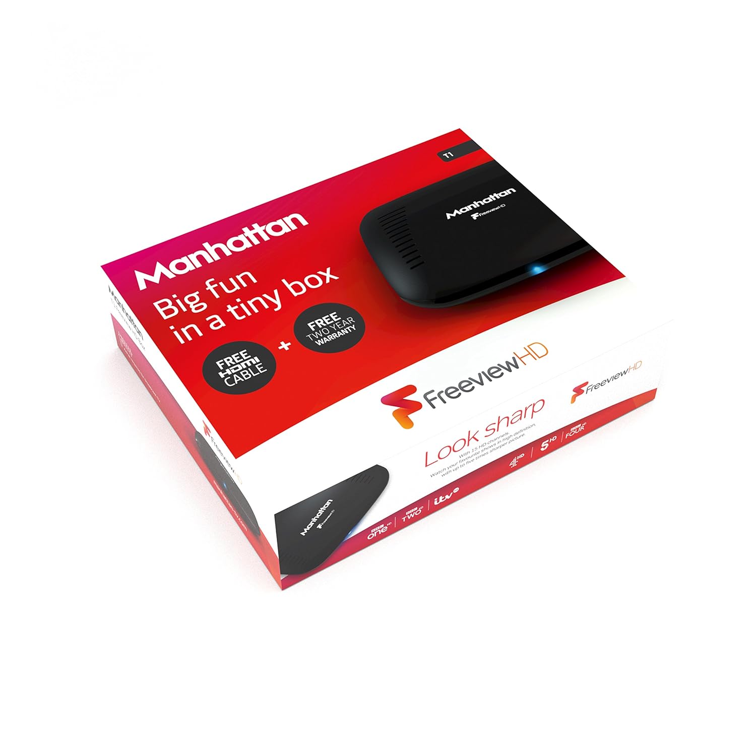 MANHATTAN Compact Freeview HD Digital TV Receiver 8 Day TV Guide HD