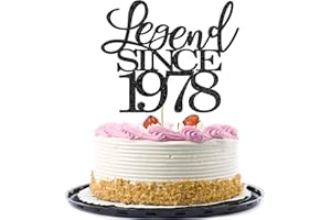 Migeaks legend since 1978 cake topper 46th birthday happy birthday cake topper men and women cheer 46 years old handmade black glitter cake decoration