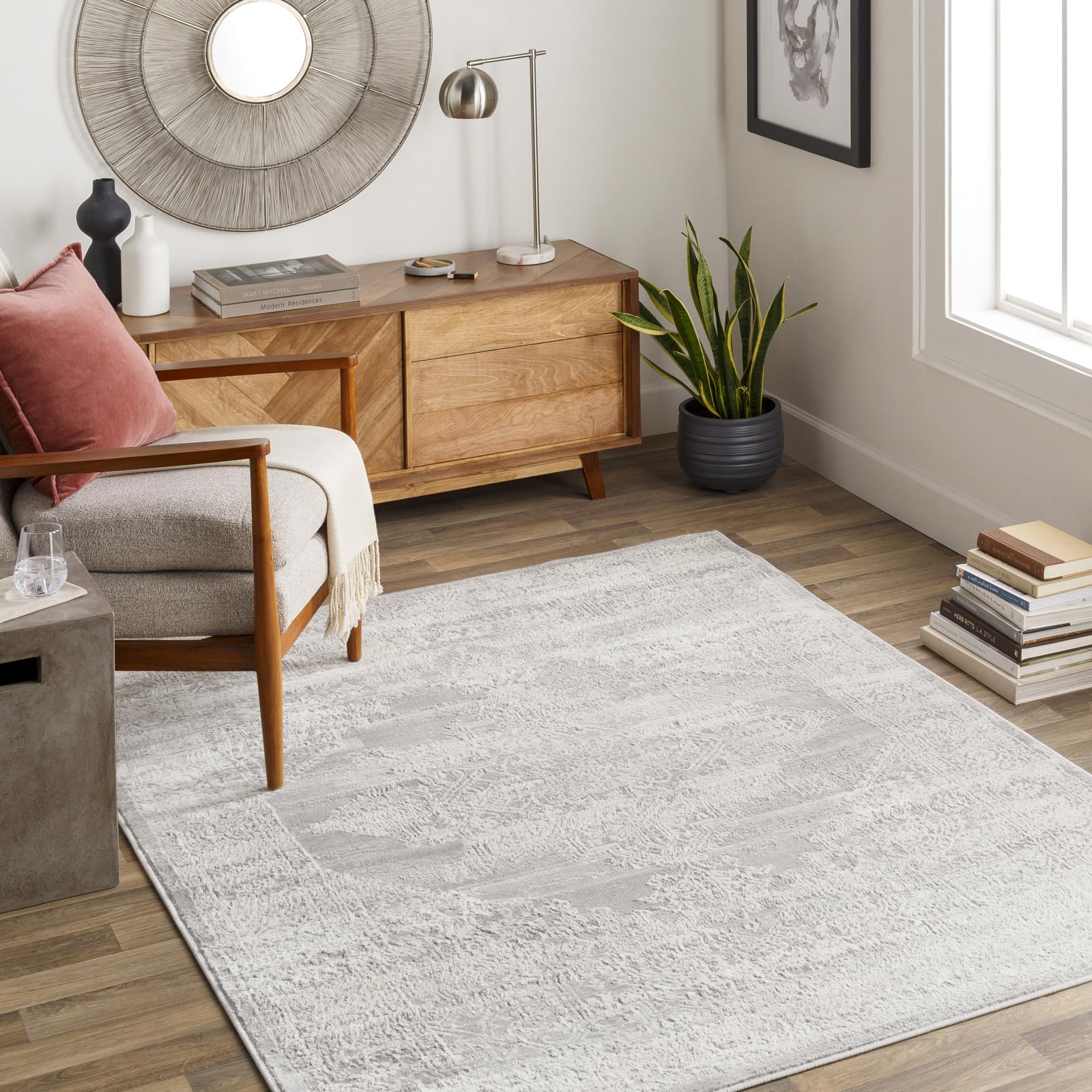 Livabliss Roma Vintage - Area for Living Room 120x170 cm, Bedroom - Scandi Neutral, Traditional Patterned Boho Style, Natural Easy Care Pile - Large, Grey, Off-White, Charcoal