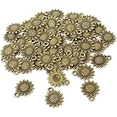 Honbay 50PCS Vintage Alloy Sunflower Charms Pendant for Jewelry Making or DIY Crafts