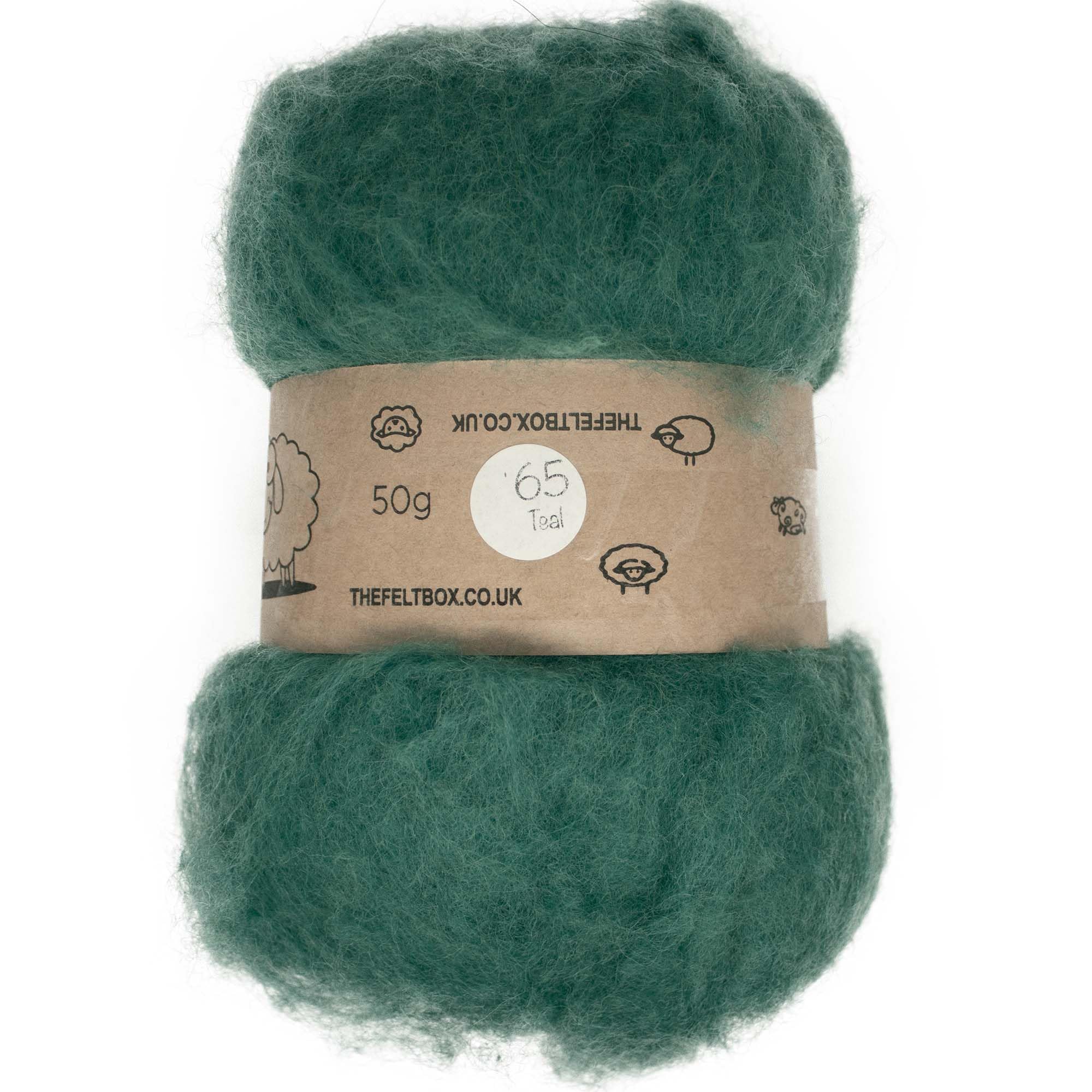 Carded Felting Batt – Teal #65 – 100g (3.5oz) for Needle & Wet Felting – The Felt Box
