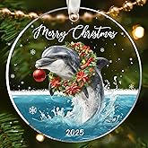 LUCAGIFT Dolphin Ornaments for Christmas Tree - Dolphin Ornament - Coastal Gifts for Women, Men - Coastal Christmas Ornaments for Tree - Acrylic Ornament 2025
