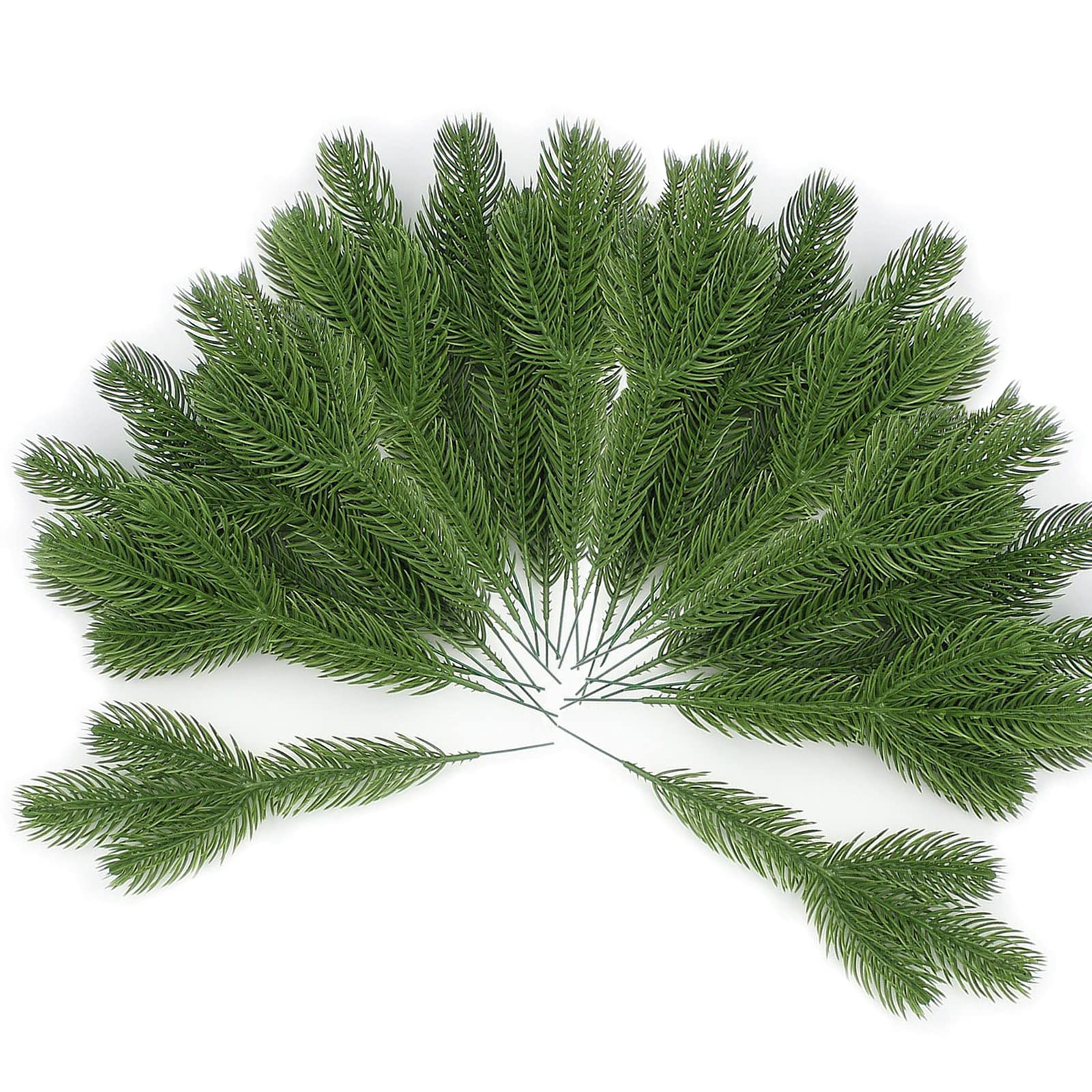 YUNSTK Artificial Pine Branches with Green Leaves Needle, Faux Fir Tree Branches Christmas Foliage, Wreath Garland Making Supplies for Xmas Tree Sprigs Greenery Decoration