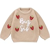 Winmany Big Sister Sweater for Girls Toddler Strawberry Pullover Chunky Fall Winter Knit Tops for 12 Months to 5 Years