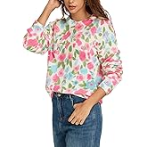 Women's Floral Print Sweaters Oversized Lightweight Wool Sweater Fall Knitted Pullover Tops Trendy