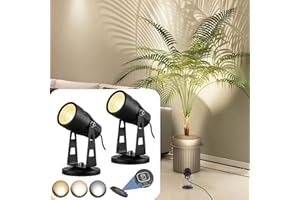 Junview 2-Pack LED Spot Lights Indoor 3000K-6000K Adjustable Up Light Floor Spotlight for Plants & Artwork with Auto On/Off T