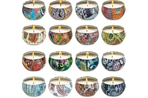 16 Scented Candles Gift,Natural Soy Wax Aromatherapy Candles,Small Portable Tin Candles Set for Mom,Women,Teachers, Colleague