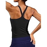ATTRACO Women's Workout Tank Top Built in Bra Ribbed Athletic Tank Racerback Workout Top Scoop Neck