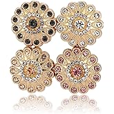 INLOLLY Strong Hijab Magnets Rhinestone Scarf Magnets for Hijab Magnetic Pins for Scarves Hijab Scarf for Women Girls Hijab Niqab Muslim Islamic Turban (FlowerB-Black+Clear+Gold+Pink)