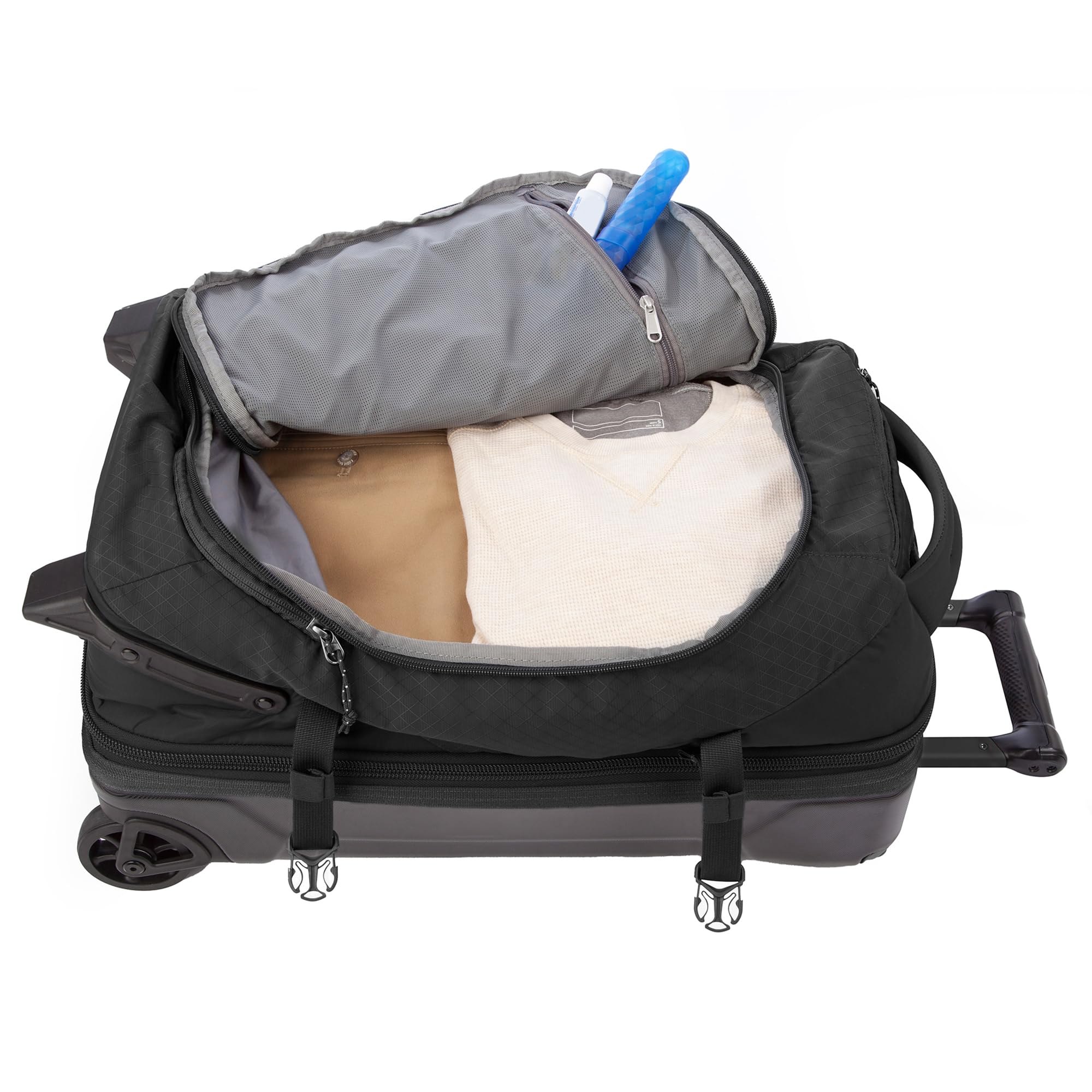 Eddie Bauer Expedition 22 Duffel Bag 2.0 - Lightweight Travel Luggage Made From Rugged Polycarbonate and Nylon, Black