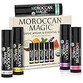 Moroccan Magic Organic Lip Balm 5 Piece Variety Pack Gift Set | Ultra-Hydrating Argan &amp; Essential Oil Lip Moisturizer + Vitamin E | Smooth | Natural | Non-Toxic | Cruelty Free | 5 Pack