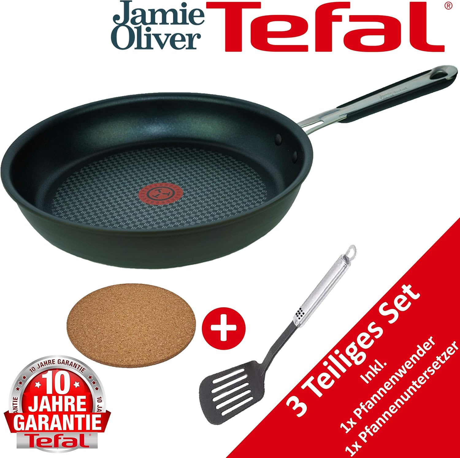 Tefal B35703 Jamie Oliver Pfanne 28cm Testsieger Induktion Geeignete Bratpfannen Antihaft Beschichtet Kratzfeste Pfannen Set 3tlg Bratpfanne Inkl Pfannenwender Untersetzer Fur Alle Herdearten Amazon De Kuche Haushalt