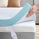 OhGeni 3 Inch Cooling Full Size Gel Memory Foam Mattress Topper Pad,Soft Bed Cover with Anti-Slip Base & Zipper,Fits 6"-19" Mattresses with Straps,Extra Comfort for Sleep &Back Pain Relief
