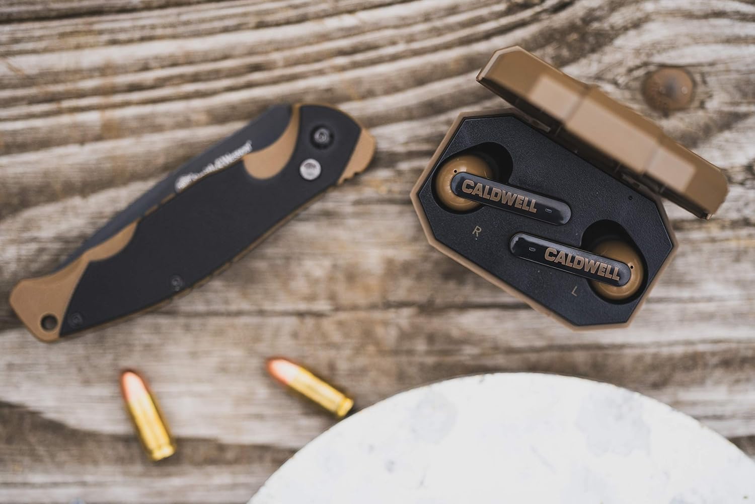 Caldwell E-Max Shadows FDE 23 NRR - Electronic Hearing Protection with Bluetooth Connectivity for Shooting, Hunting, and Range: Sports & Outdoors