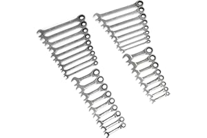 GEARWRENCH 34 Pc. Standard & Stubby Ratcheting Wrench Set, SAE & Metric - 85034