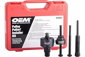 OEMTOOLS Power Steering Pulley Puller and Installer Kit, Removes and Installs Power Steering Pump Pulleys on Most Domestic Vehicles, Ford, GM, VW, 27031 Red Case