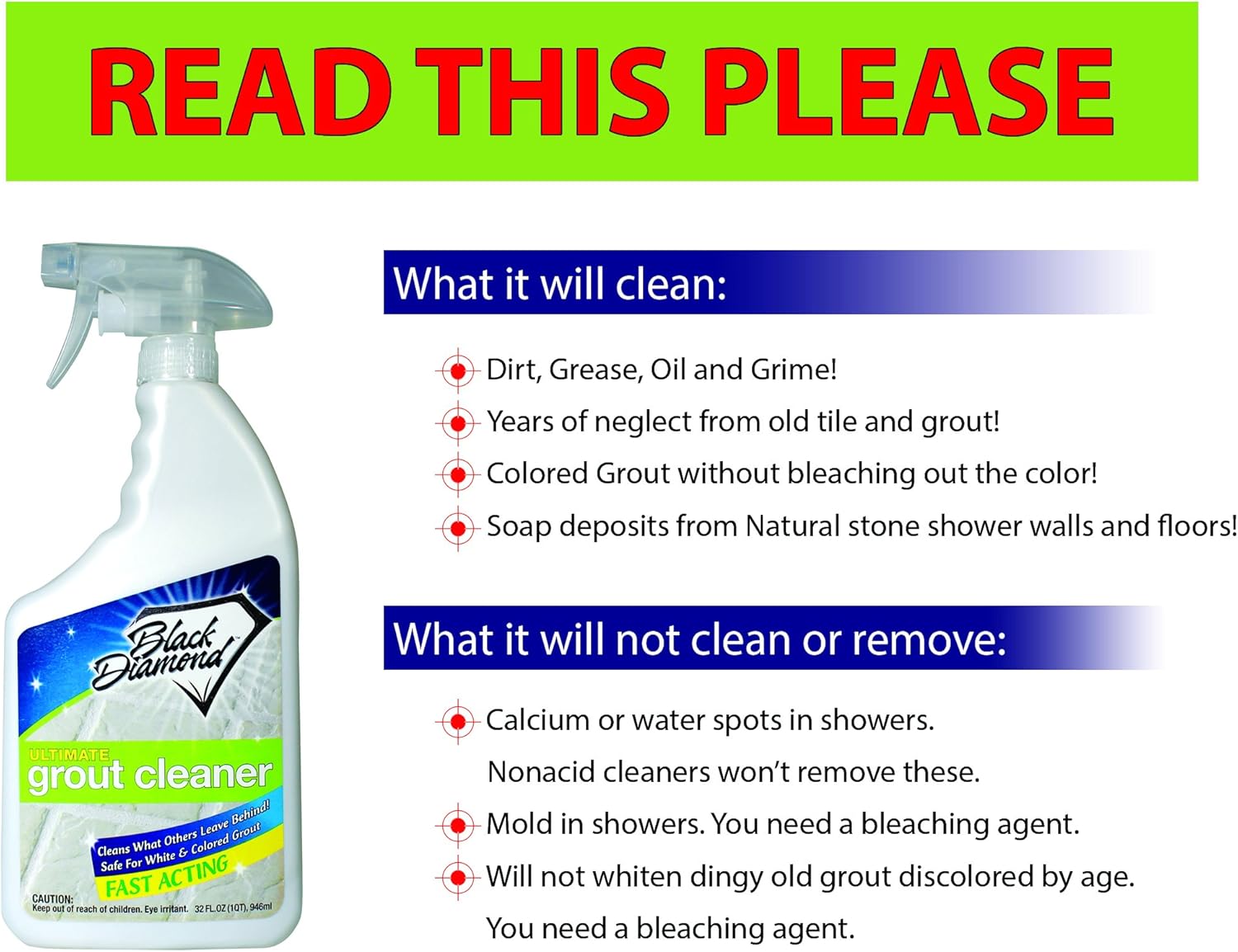 Ultimate Grout Cleaner: Best Cleaner for Tile, Ceramic, Porcelain, Marble Acid-Free Safe Deep Cleaner & Stain Remover for Even The Dirtiest Grout. (1-Quart) - Tile Cleaners - 