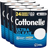 Cottonelle Ultra Clean Toilet Paper with Active Cleaningripples Texture, Strong Bath Tissue, 24 Family Mega Rolls (24 Family