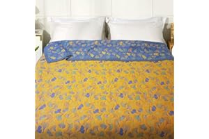 BIFQIOY Reversible Ginkgo Leaf Bedspread Queen Size Bedspread Lightweight Cotton Muslin Bedspread Soft Breathable Bedspread for All Season (79''W*91''L)