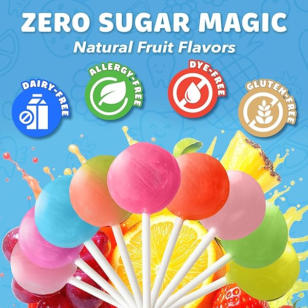 ZOLLIPOPS CLEAN TEETH POPS SUGAR FREE CANDY WITH XYLITOL, DYE-FREE LOLLIPOPS – KETO & DIABETIC-FRIENDLY, DENTIST-APPROVED TREATS FOR KIDS (NATURAL FRUIT FLAVORS, 8 OZ)