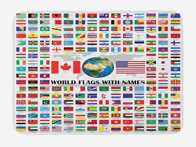 Aliyz Alfombrilla baño Banderas Gran composición Banderas Mundo Nombres