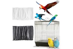 RAINFLOW 2 Pcs Bird Cage Cover - Bird Cage Seed Catcher Bird Net Bird Cage Skirt Nylon Nesh Bird Cage Net for Round Square Canary Parakeet Cockatiel Pigeon Budgie Quail Large Tall Big Bird Cage