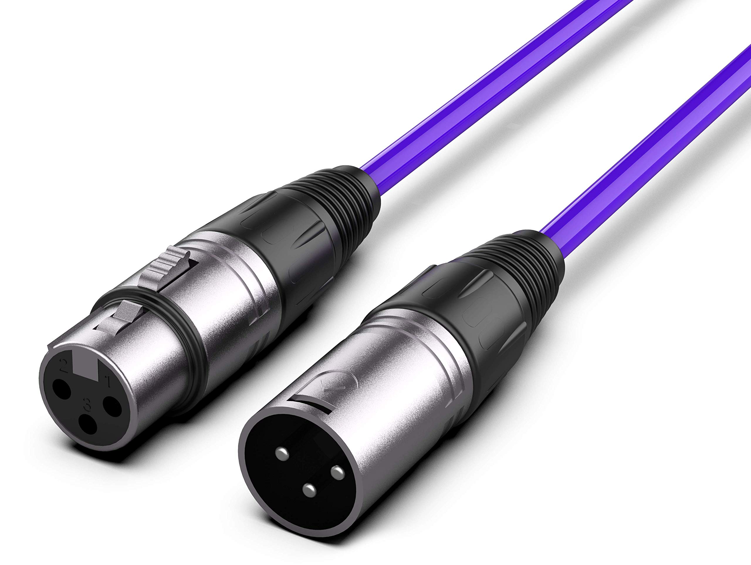 Audibax Silver XLR Male to XLR Female Cable - Length 15 Metres - High Signal Transmission OFC Connectors - PVC Coated - Maximum Insulation - Diameter 6 mm - Purple