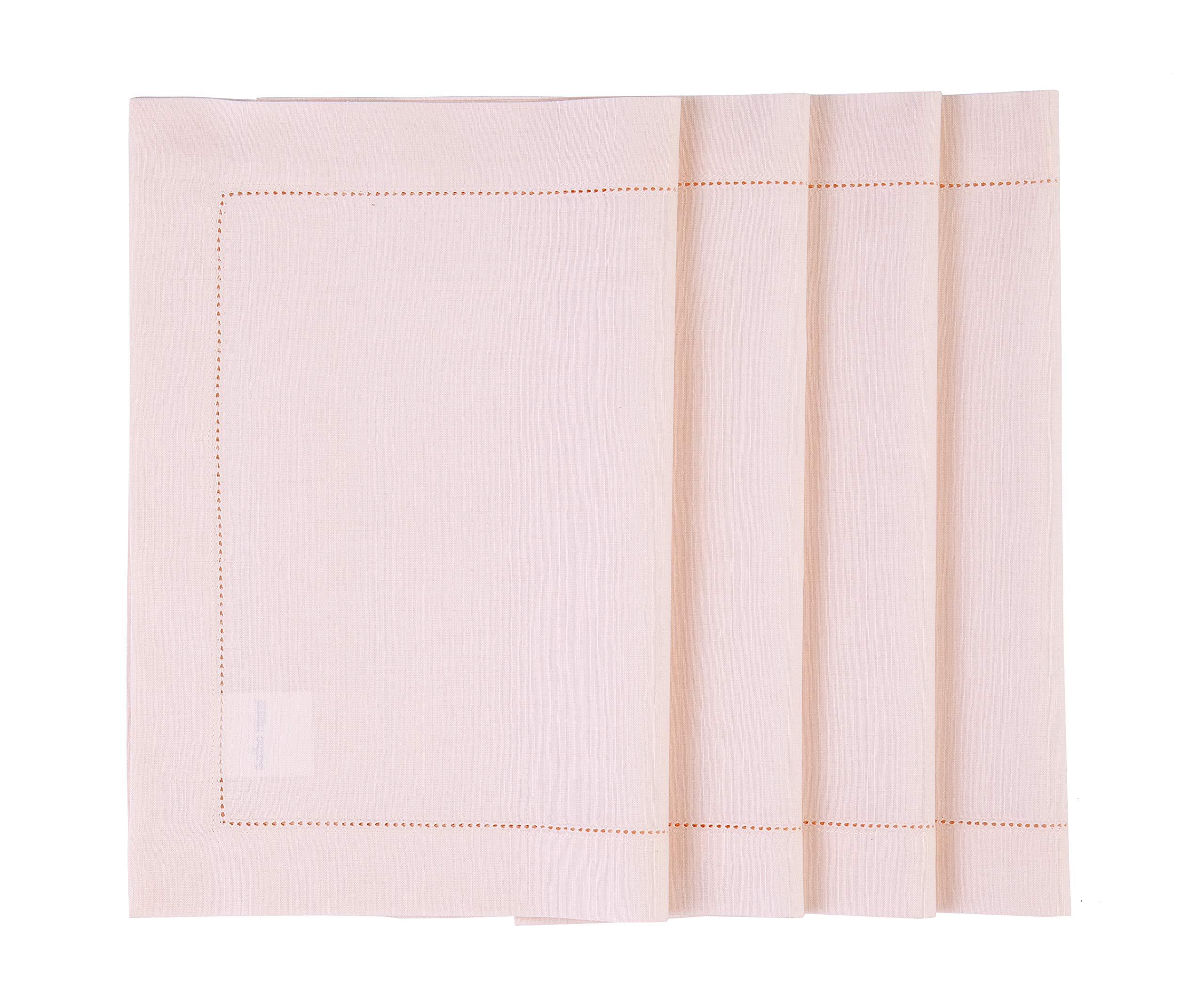 Solino Home Pink Placemats Set of 4 - Cotton Linen Hemstitch Placemats 14 x 19 Inch for Mothers Day, Spring, Summer — image 1
