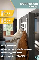 Menz White Over Door Hanger Coat Hooks for 4.1cm & 4.6cm Doors Sturdy Clothes view 2