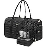 Women Weekender Travel Duffle Bag: Travel Duffel Overnight Bags with Shoe Compartment Large Carry on Tote with 2 Toiletry Bags Weekend Traveling Yoga Gym Hospital Bag for Womens with Wet Pocket Black