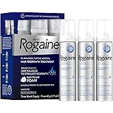 Men’s Rogaine 5% Minoxidil for Men Foam, Clinically Proven Regrowth for Thinning Hair, Topical Hair Loss Treatment, Unscented Topical Aerosol, Results in 8–16 Weeks, 3-Month Supply, 3 x 2.11 oz