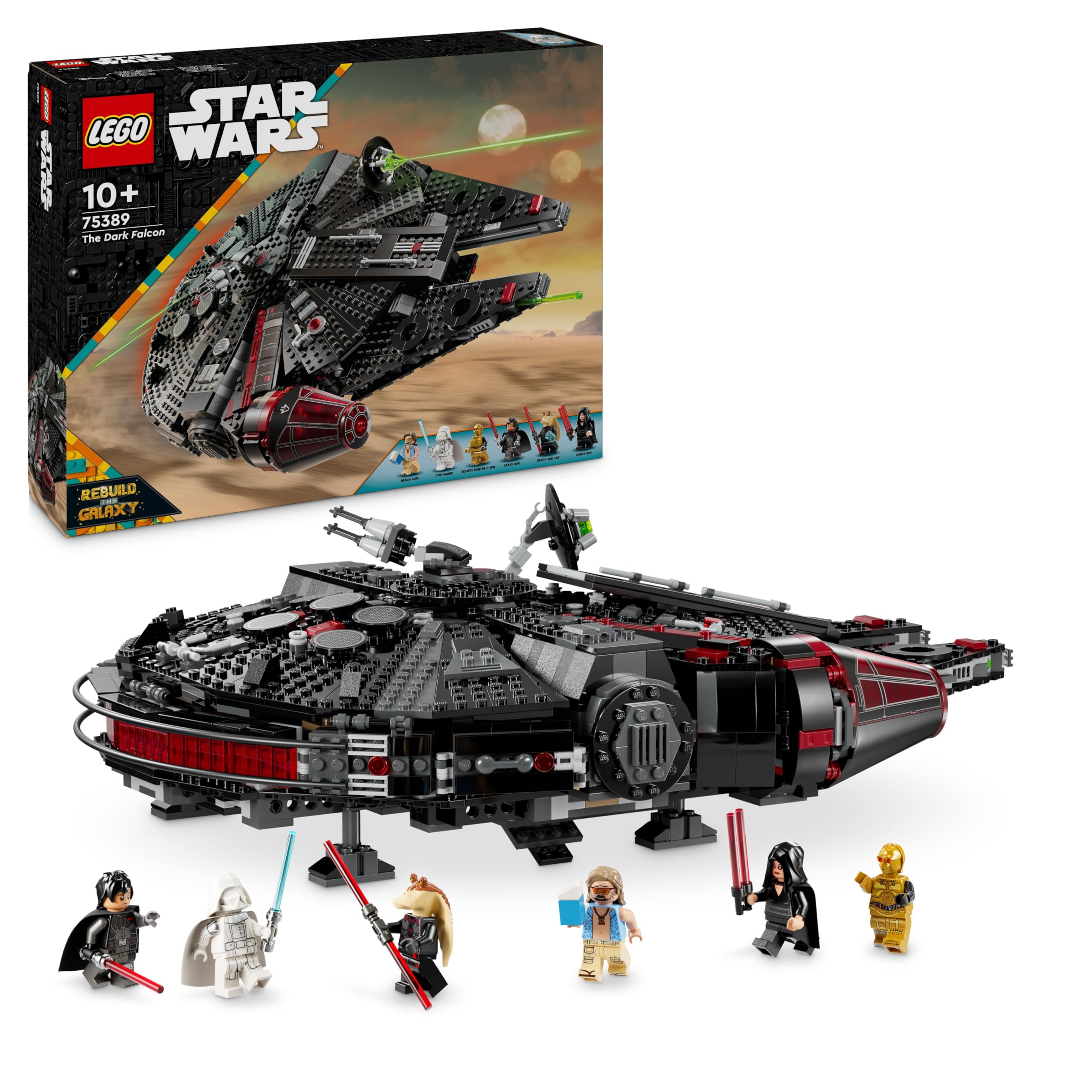 LEGO Star Wars 75389 Dark Falcon - Astronave Giocattolo da Costruire - Set per il Gioco e per l'Esposizione con Shooter, Cannoni e 6 Minifigure Incluso C-3PO - Regalo per Bambini e Fan da 10 Anni