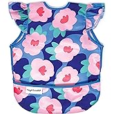 Tiny Twinkle Mess Proof Baby Bib for Girls | Waterproof Toddler Bib for Eating | Baby Apron for Feeding | Machine Washable | Perfect Shower Gift (Floral Blue, 6–24M)