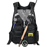 Gonex Fly Fishing Vest for Men Women, Comfortable Adjustable Fishing Vest with Multi-Pockets Reflective Stripes