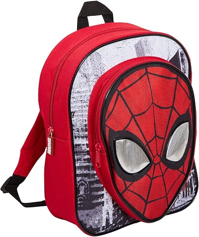 Marvel Spiderman Backpack for Boys Avengers Red Daypack with Reflective Eyes