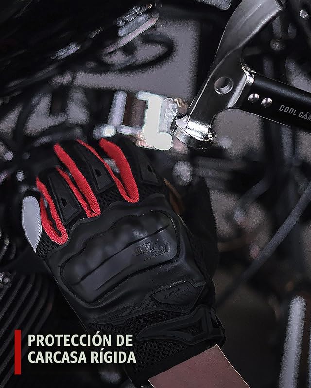 Guantes Moto para Hombre Verano, Pantalla táctil Transpirables y cómodos, Guantes de Moto de Verano, Adecuados para Montar en Moto, Scooter, Carreras Todoterreno Rojo-M