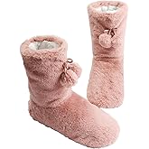 DICUIRD Womens Thick & Warm Slipper Socks with Grippers - Christmas House Slippers
