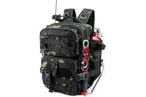 Nuoviyiya Small Fishing Backpack with Rod Holder, Water-Resistant Tackle Backpack, Fishing Tackle Bag for Box Storage, Fishings Gear & Outdoor Camping