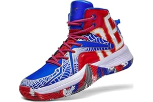 ASHION Unisex Kids Basketball Shoes Air Boys Girls High Top Sneakers Breathable Outdoor Cushioning Athletic Shoes