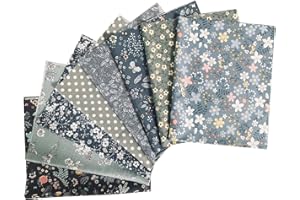 NEWAMISHQUILT 18" x 22" Fat Quarters Quilting Cotton Fabric Bundles for Sewing, 8 PCS Grey Floral
