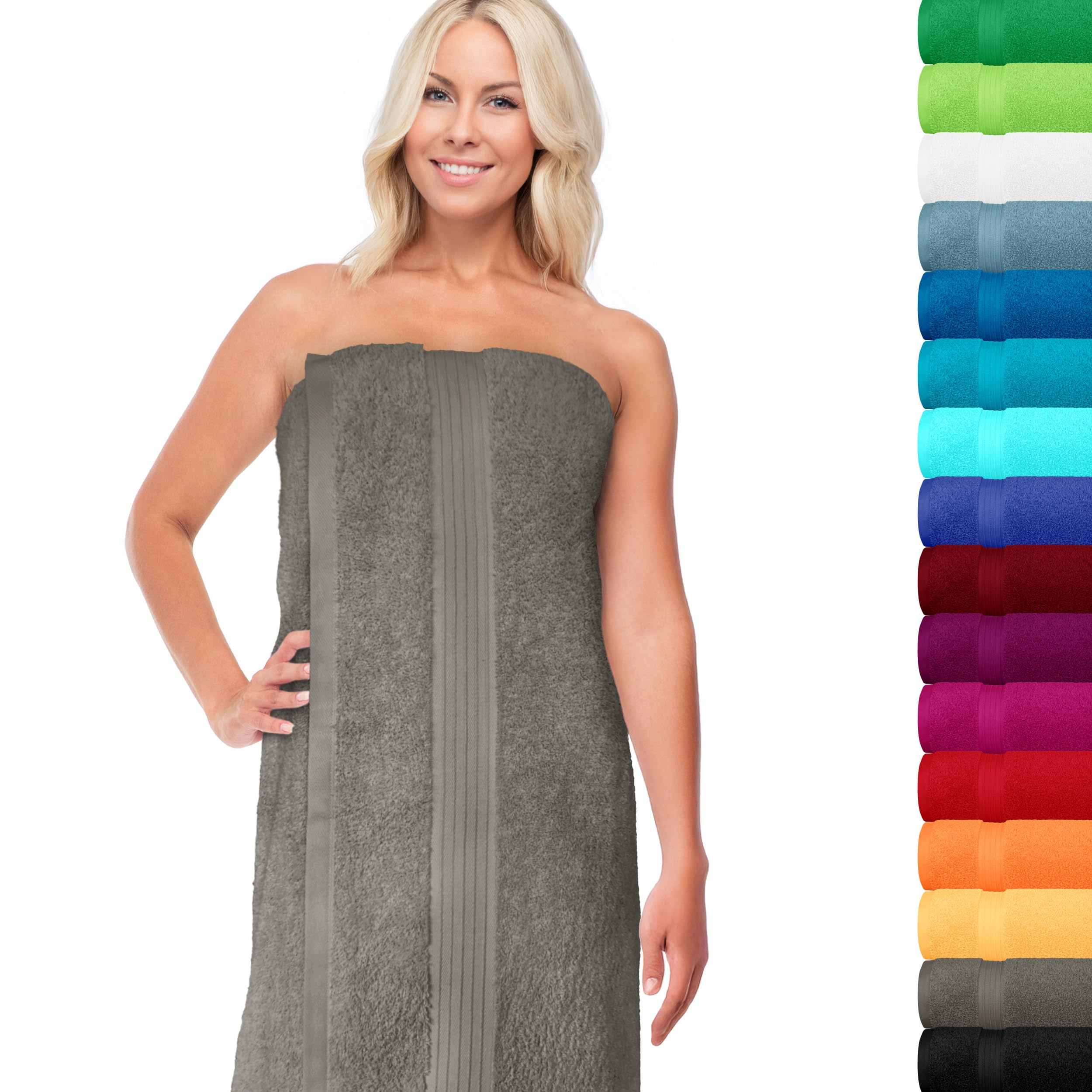 Lashuma® Towel Series – Available in 16 Colours and 6 SizesFace Cloth/Guest Towel/Hand Towel, Bath Towel, Shower Towel/Sauna Towel, 100% Cotton, dark grey, 70 x 200 cm